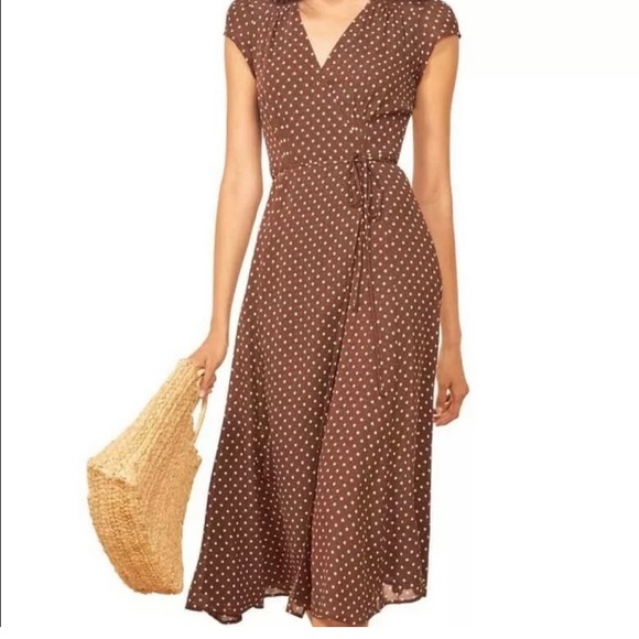 Reformation Carina Dot Wrap Dress EUC - Picture 2 of 11